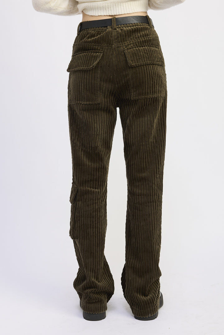 Wide Leg Corduroy Pant With Pocket Detail