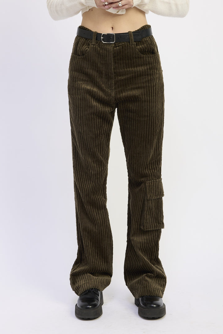 Wide Leg Corduroy Pant With Pocket Detail