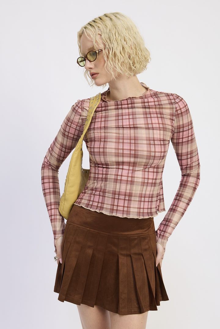 Suede Mini Pleaded Skirt