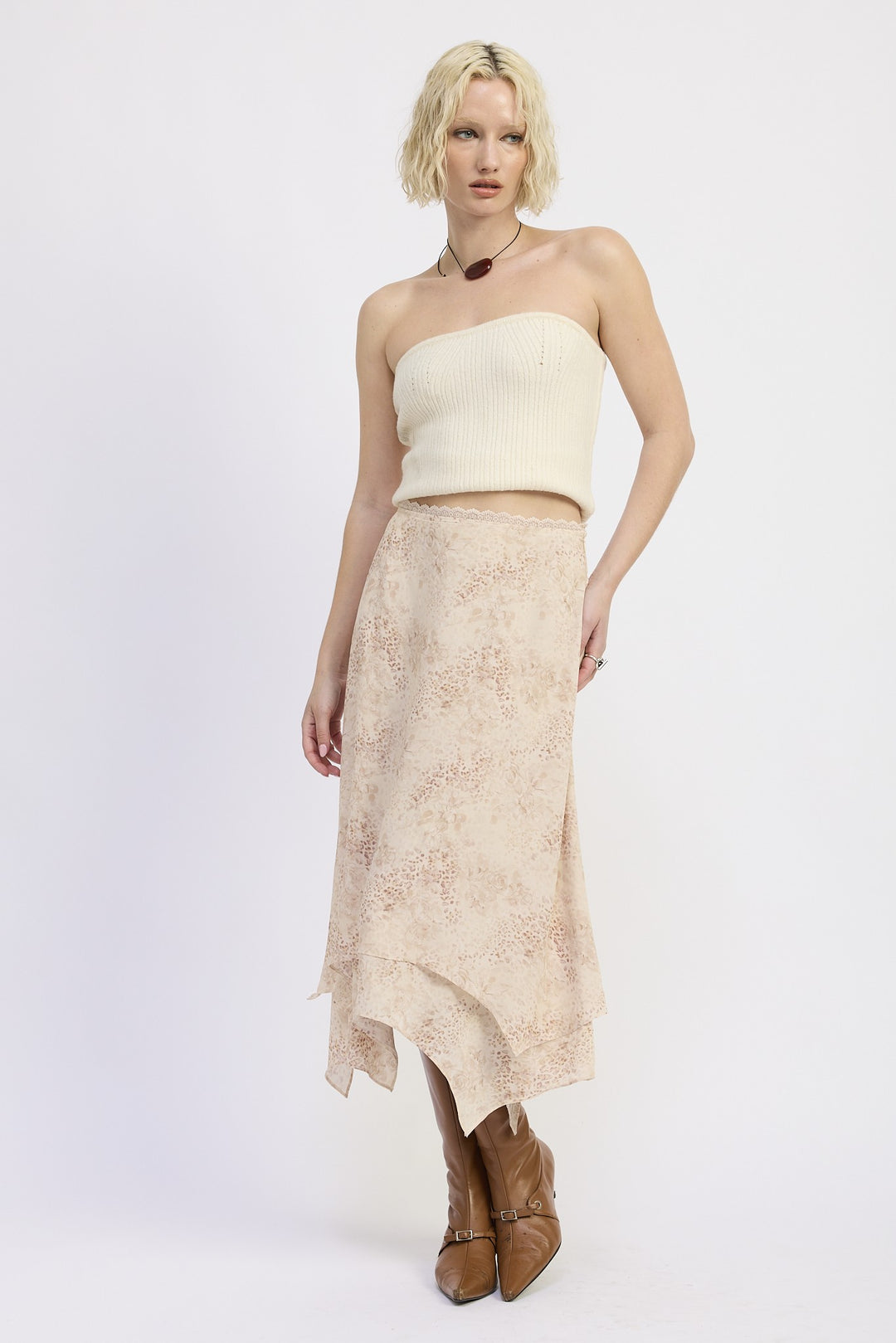 Mid Rise Billowy A Line Skirt