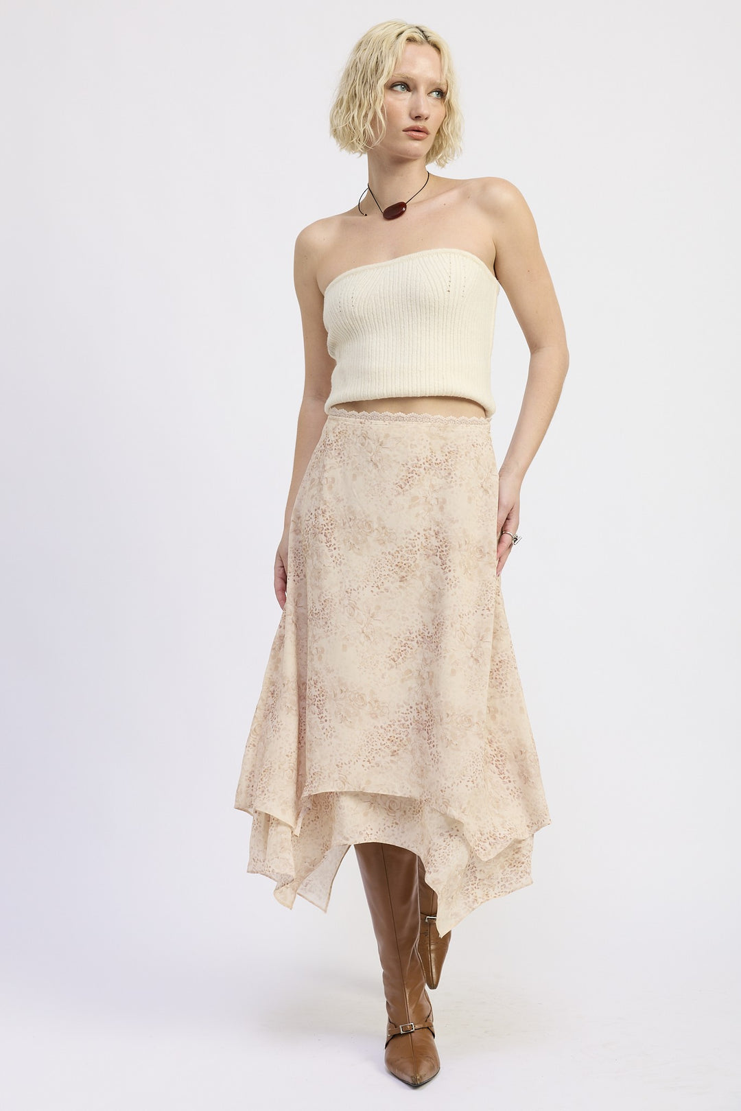 Mid Rise Billowy A Line Skirt
