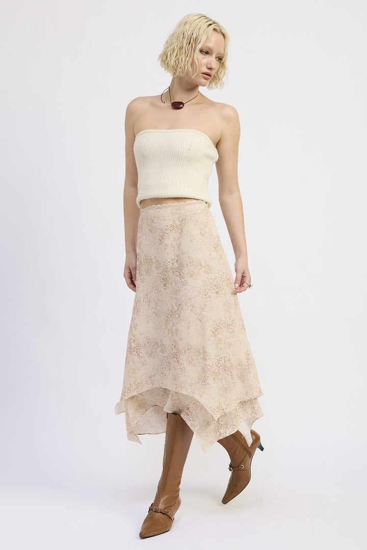 Mid Rise Billowy A Line Skirt