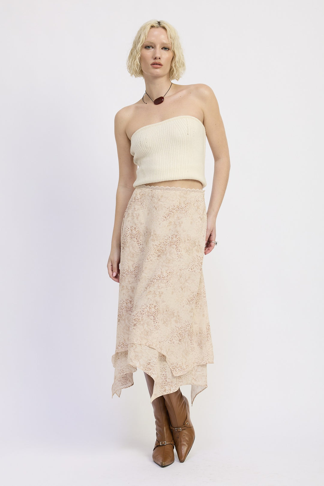 Mid Rise Billowy A Line Skirt