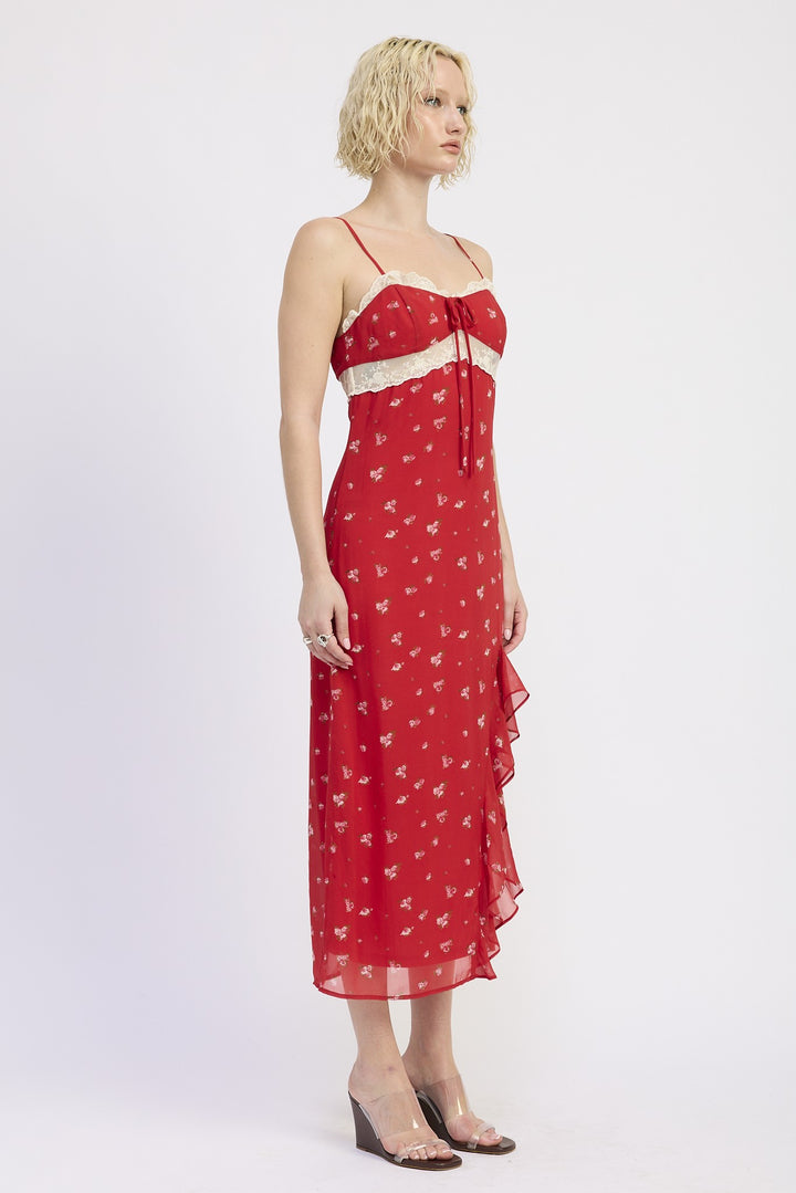 Spaghettie Strap Ruffle Maxi Dress