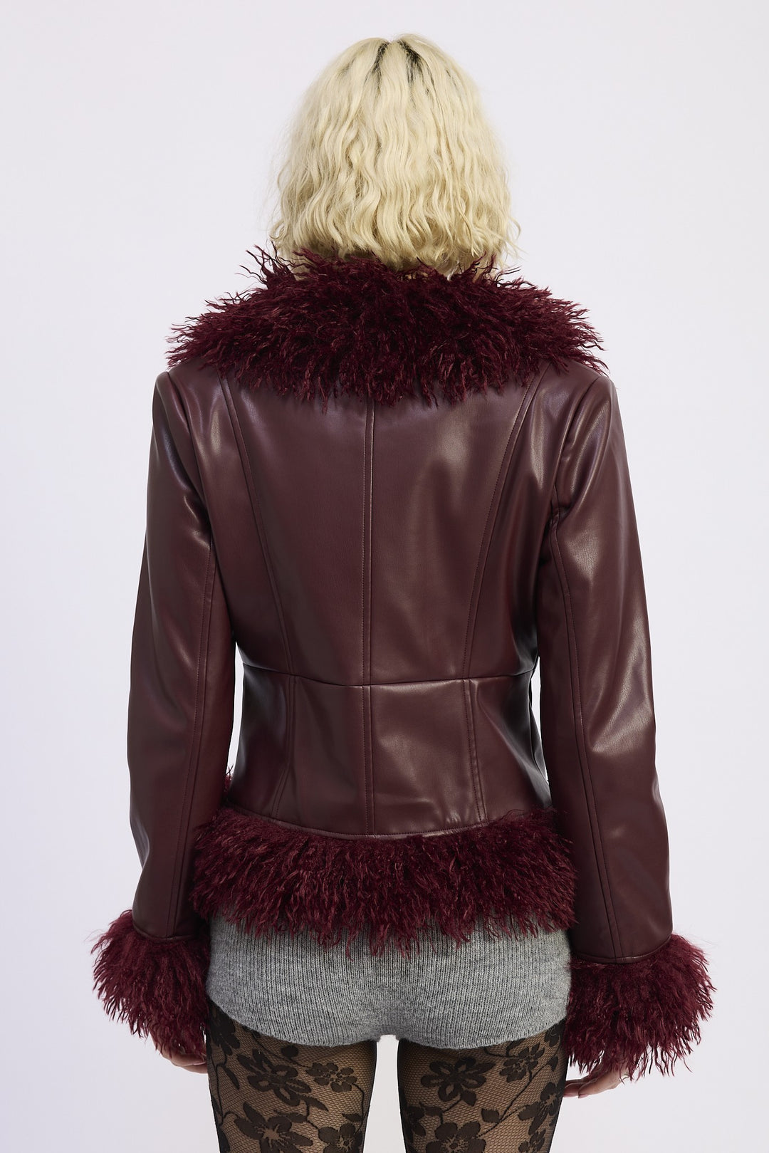 Fur And Leather Mix Media Jacket