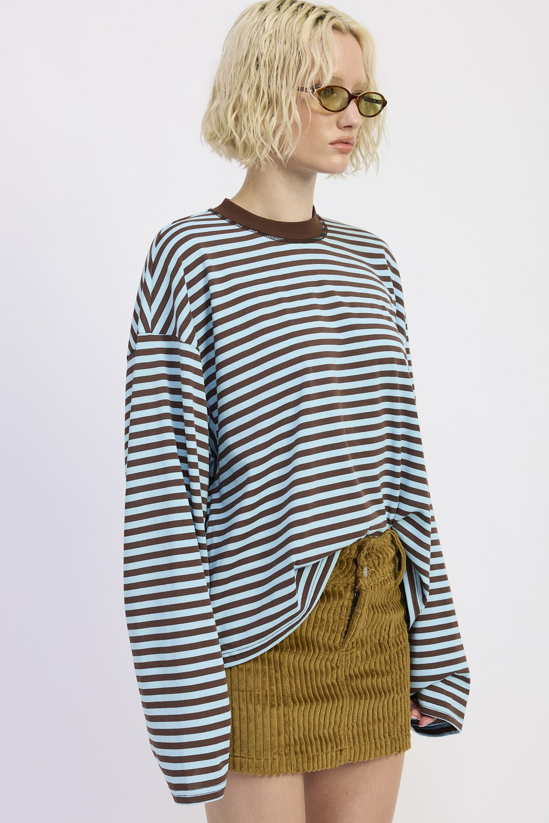 Oversized Striped Basic Top
