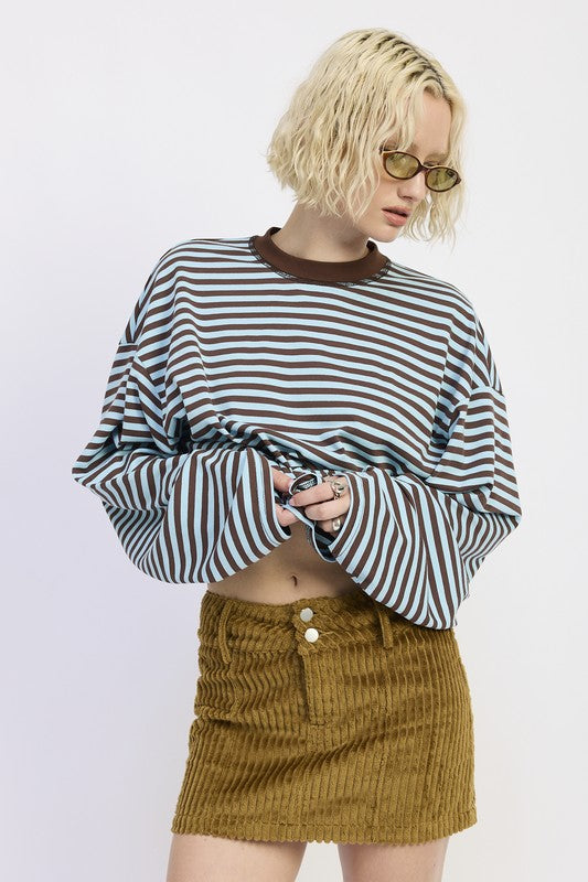 Corduroy Mini Skirt With Button