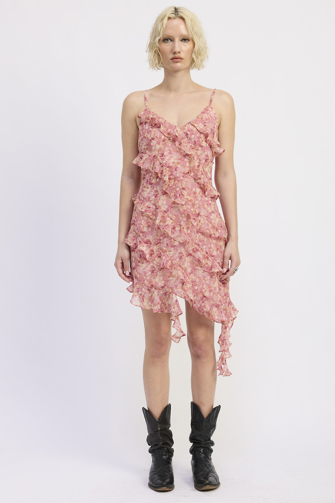 Asymmetrical Ruffle Mini Dress 1