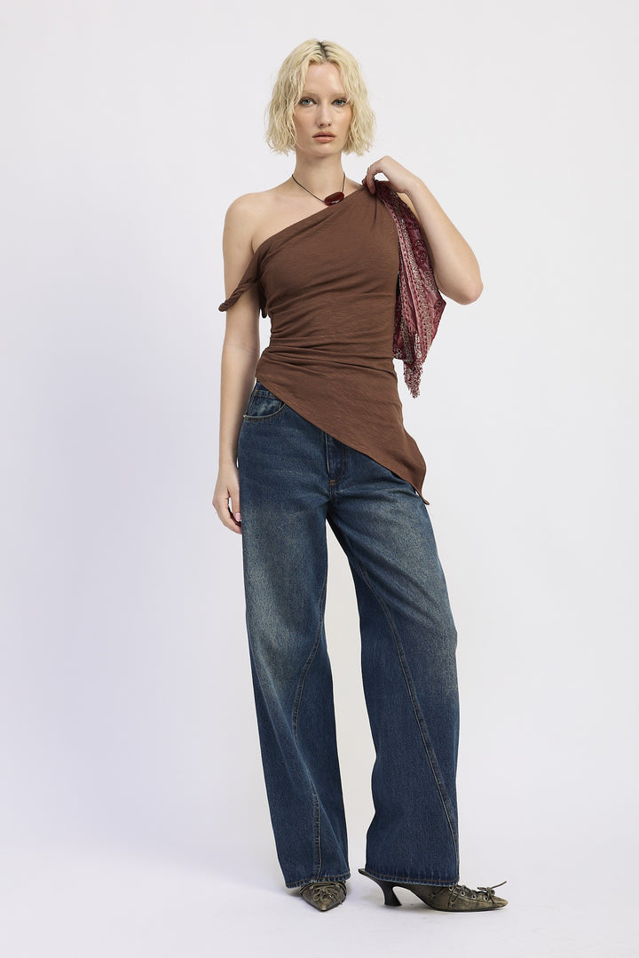 Wide Leg Denim Pant With Pockets