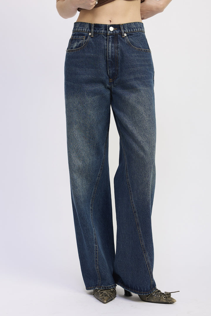 Wide Leg Denim Pant With Pockets