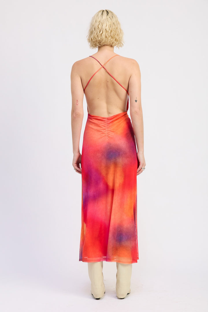 Mesh Crossback Maxi Dress