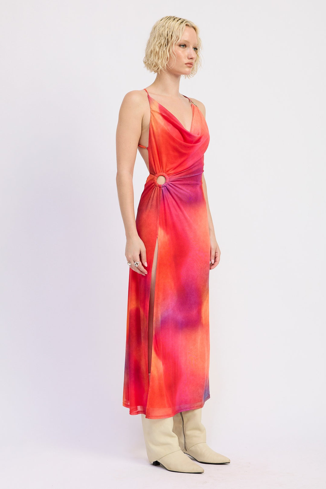 Mesh Crossback Maxi Dress