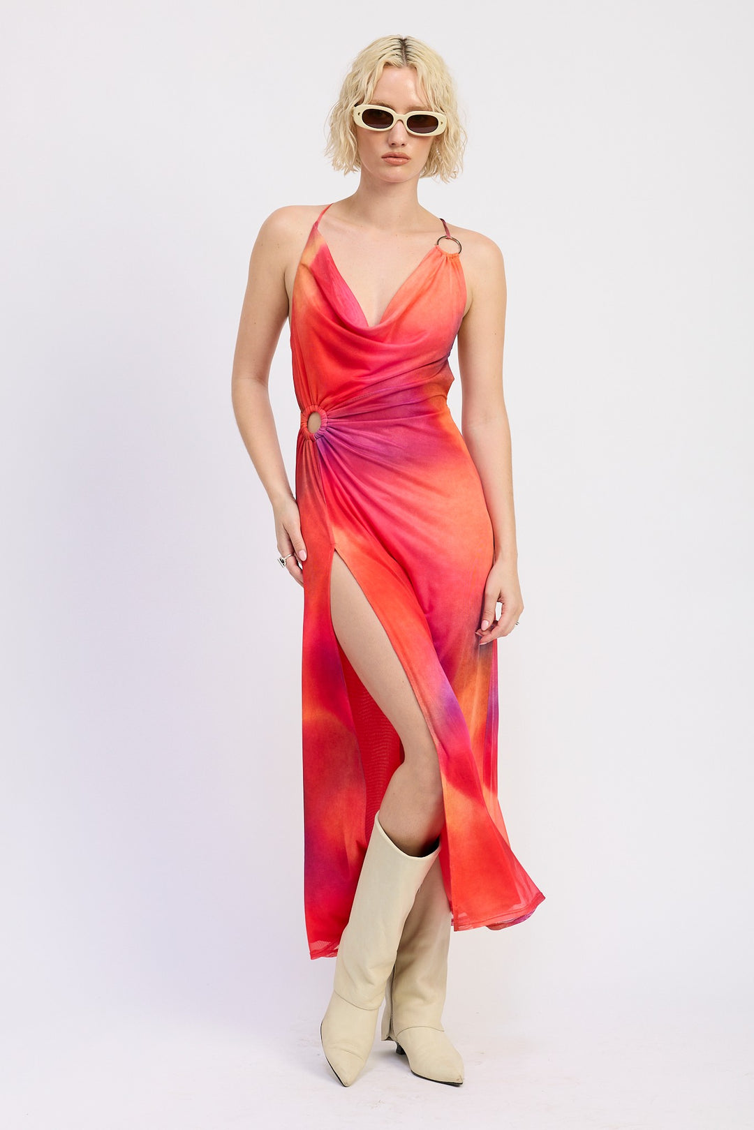 Mesh Crossback Maxi Dress