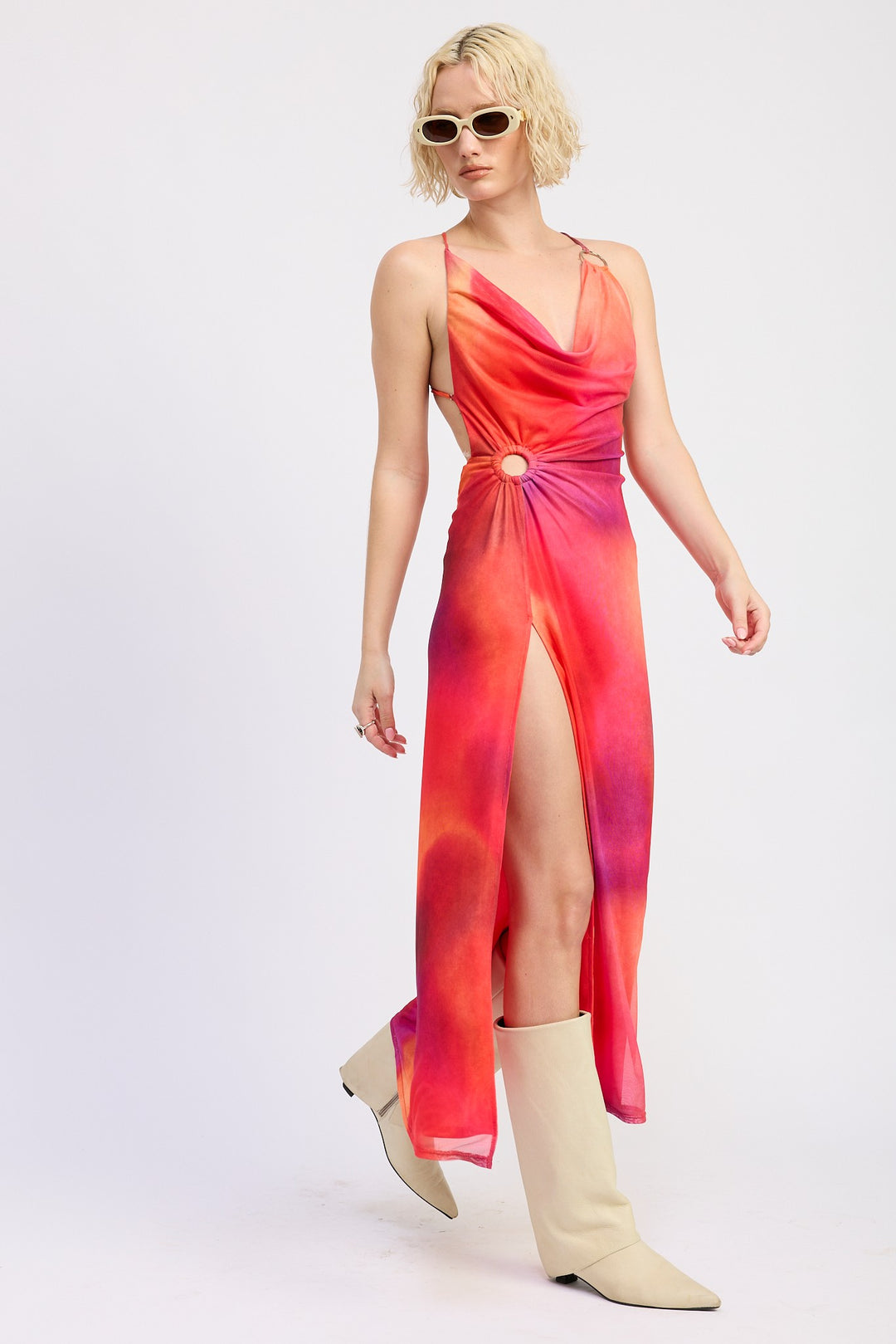 Mesh Crossback Maxi Dress