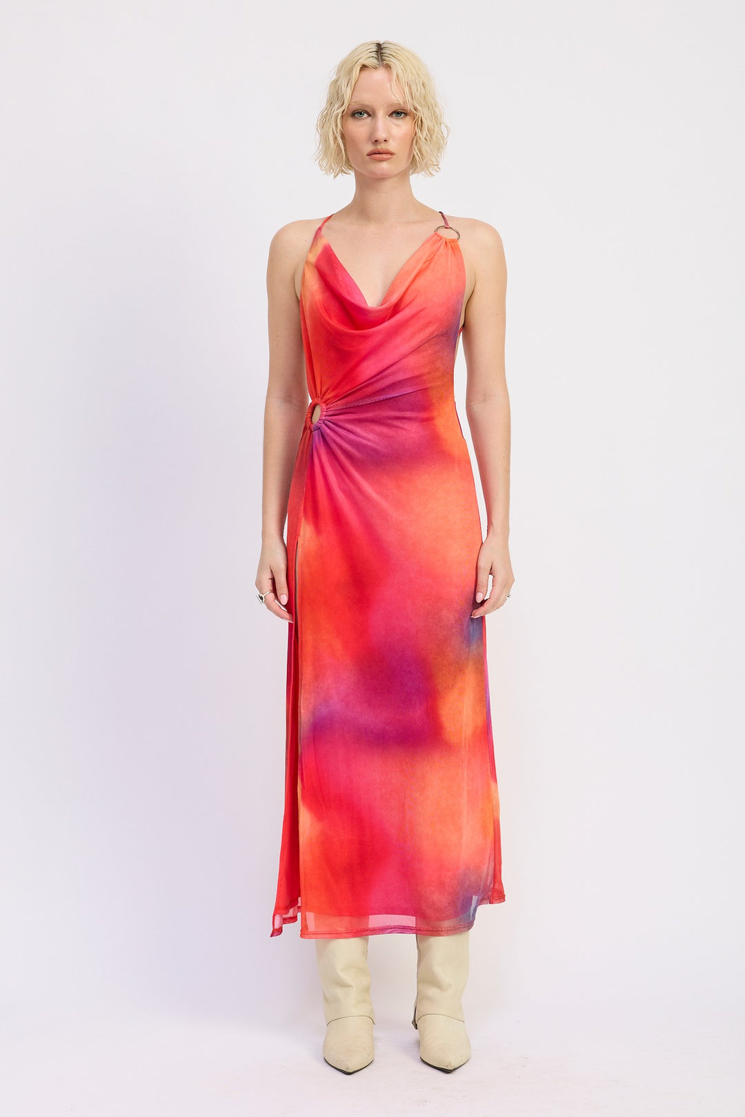 Mesh Crossback Maxi Dress