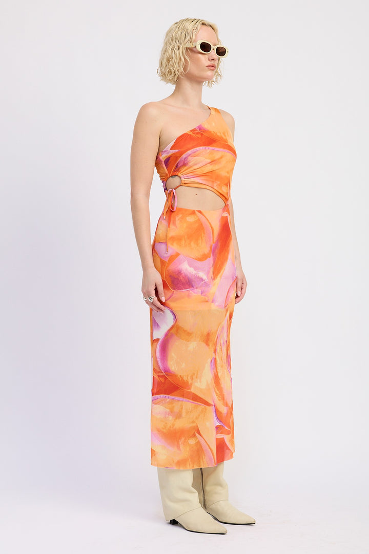 One Shoulder Maxi Dress With Side Cut Out Detail