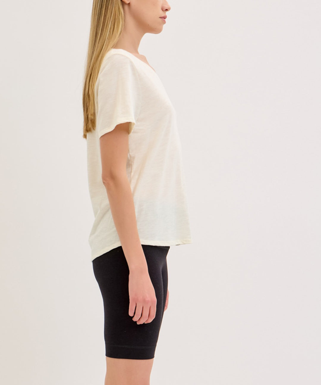 Rust Bamboo Cotton Slub V Neck Short Sleeve