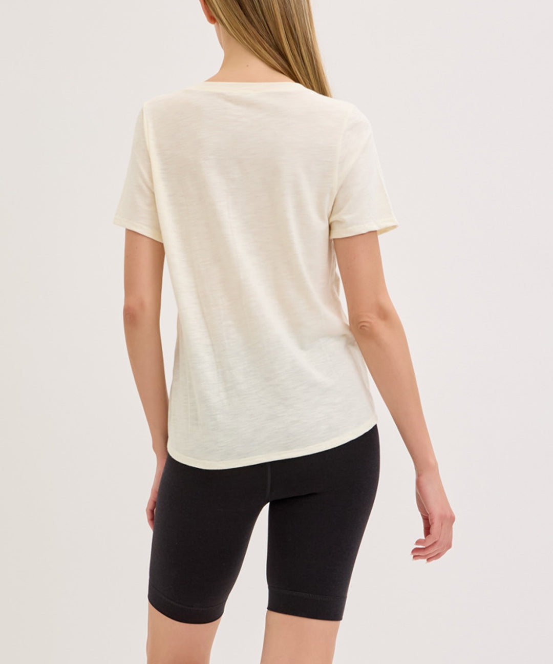 Rust Bamboo Cotton Slub V Neck Short Sleeve