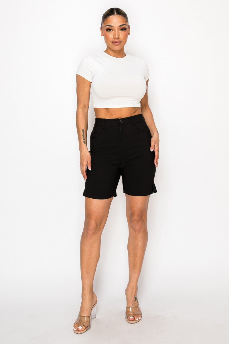 Black Golf Straight Dressy Bermuda