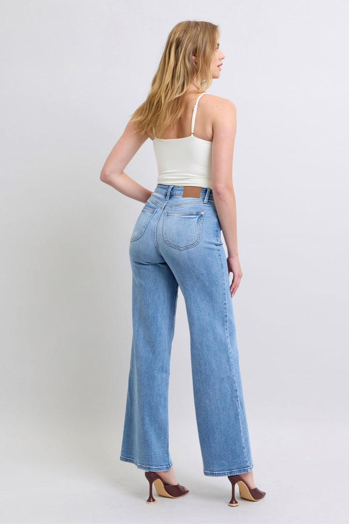 Medium Judy Blue Full Size Wide Leg Jeans With Pockets