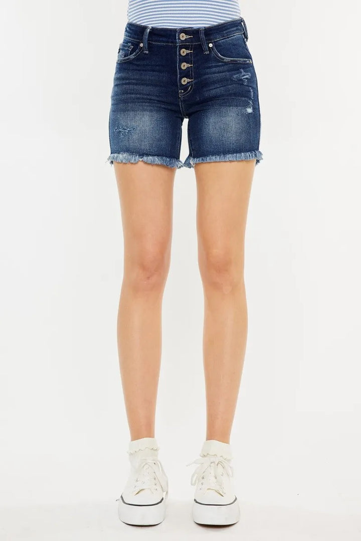Dark Kancan Mid Rise Button Fly Denim Shorts