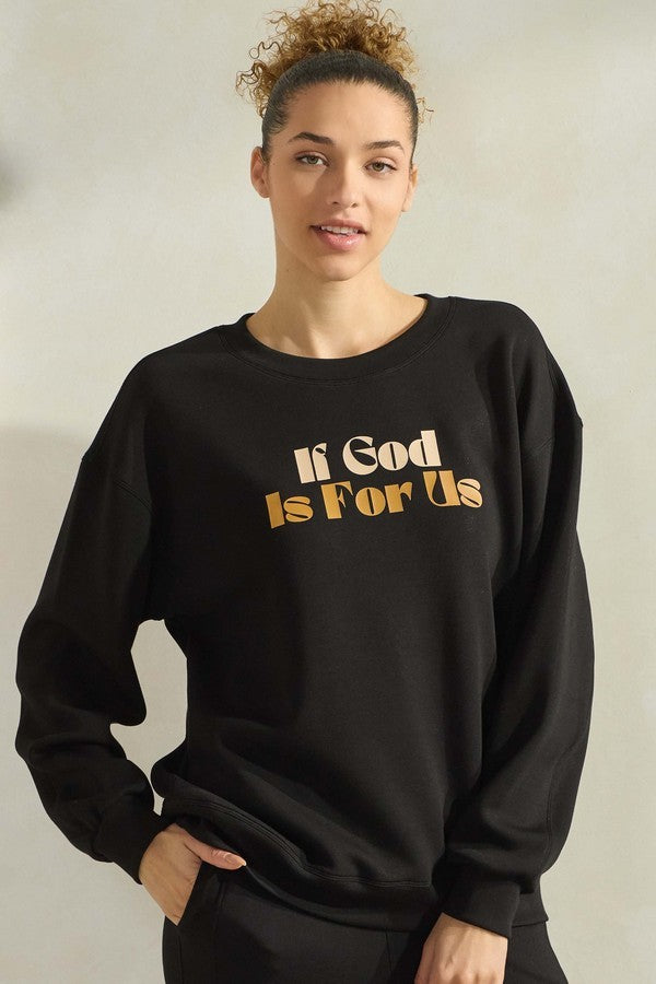 Black If God Is For Us Ultra Comfy Graphic Sweatshirt
