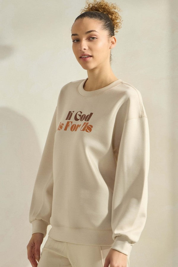 Oat If God Is For Us Ultra Comfy Graphic Sweatshirt 1