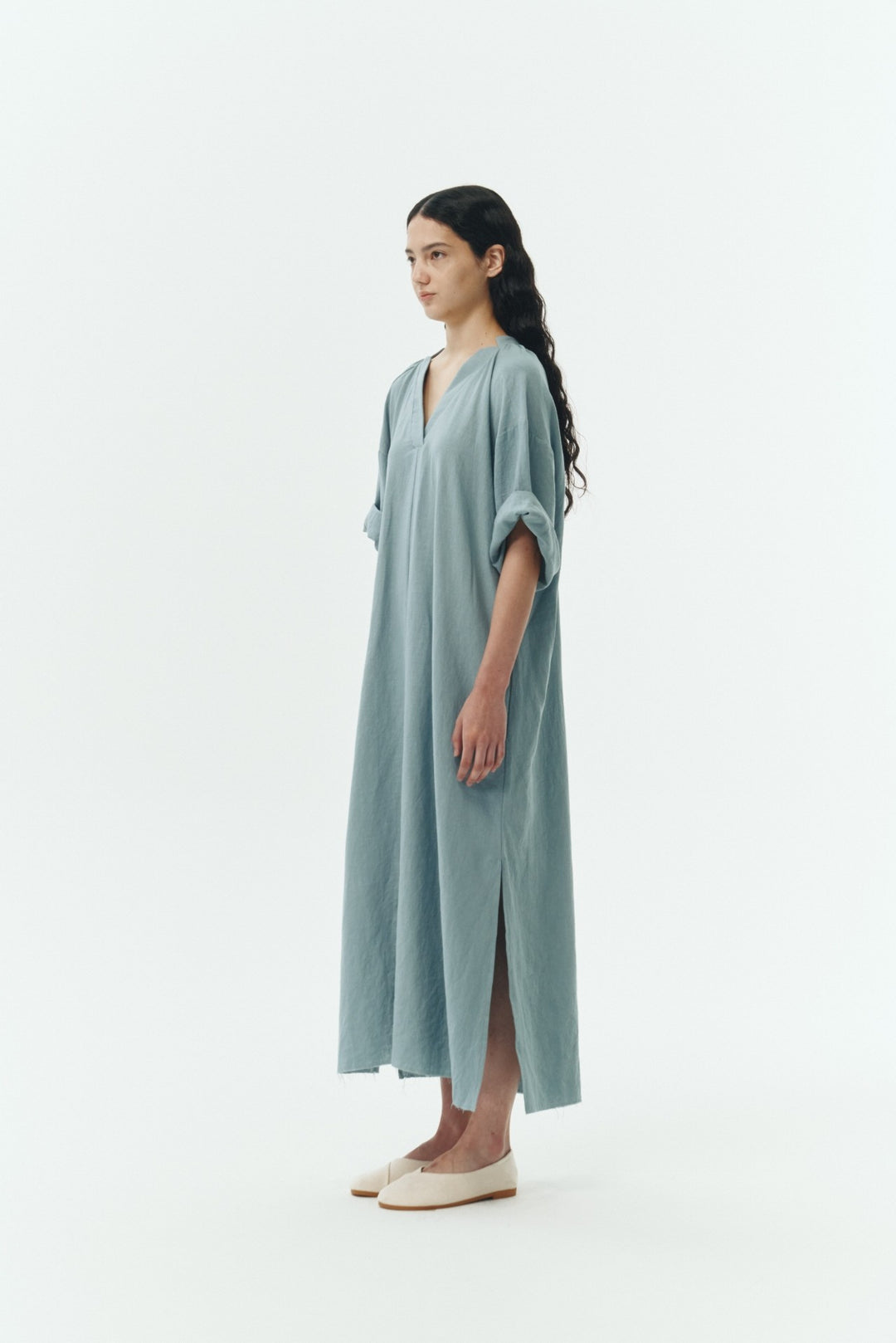 Light Blue Charlotte Solid Tunic Dress