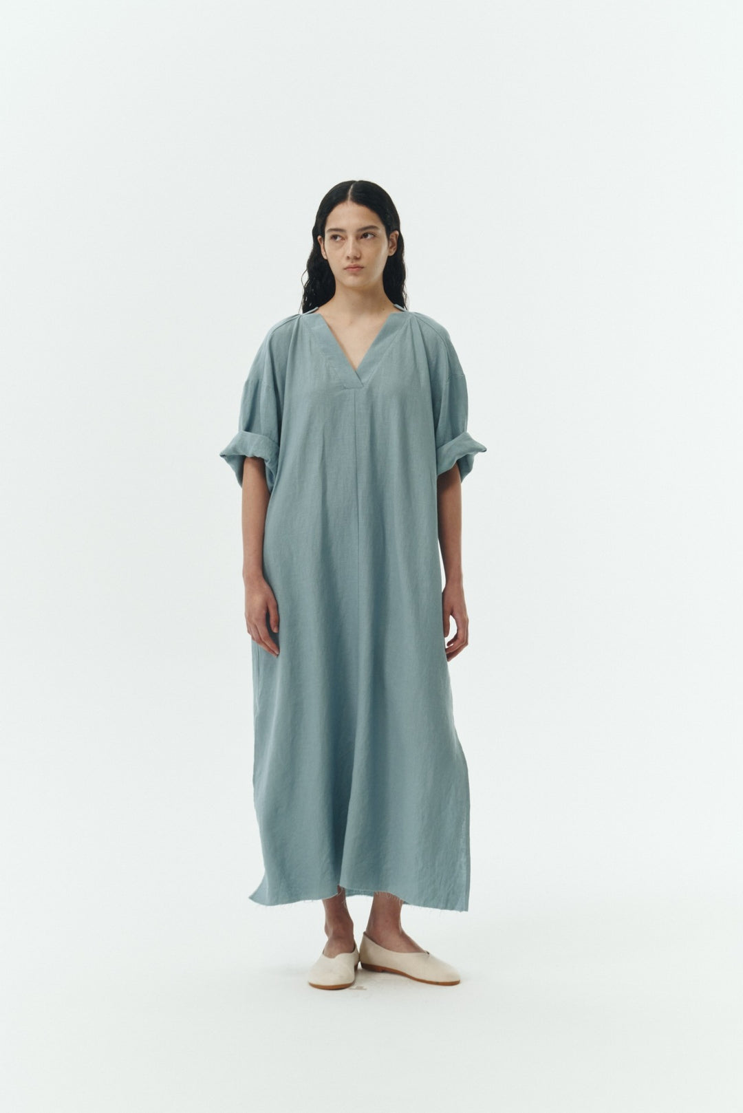 Light Blue Charlotte Solid Tunic Dress