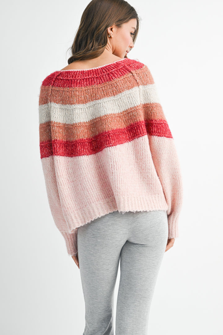 Striped Chunky Knit Pullover Sweater