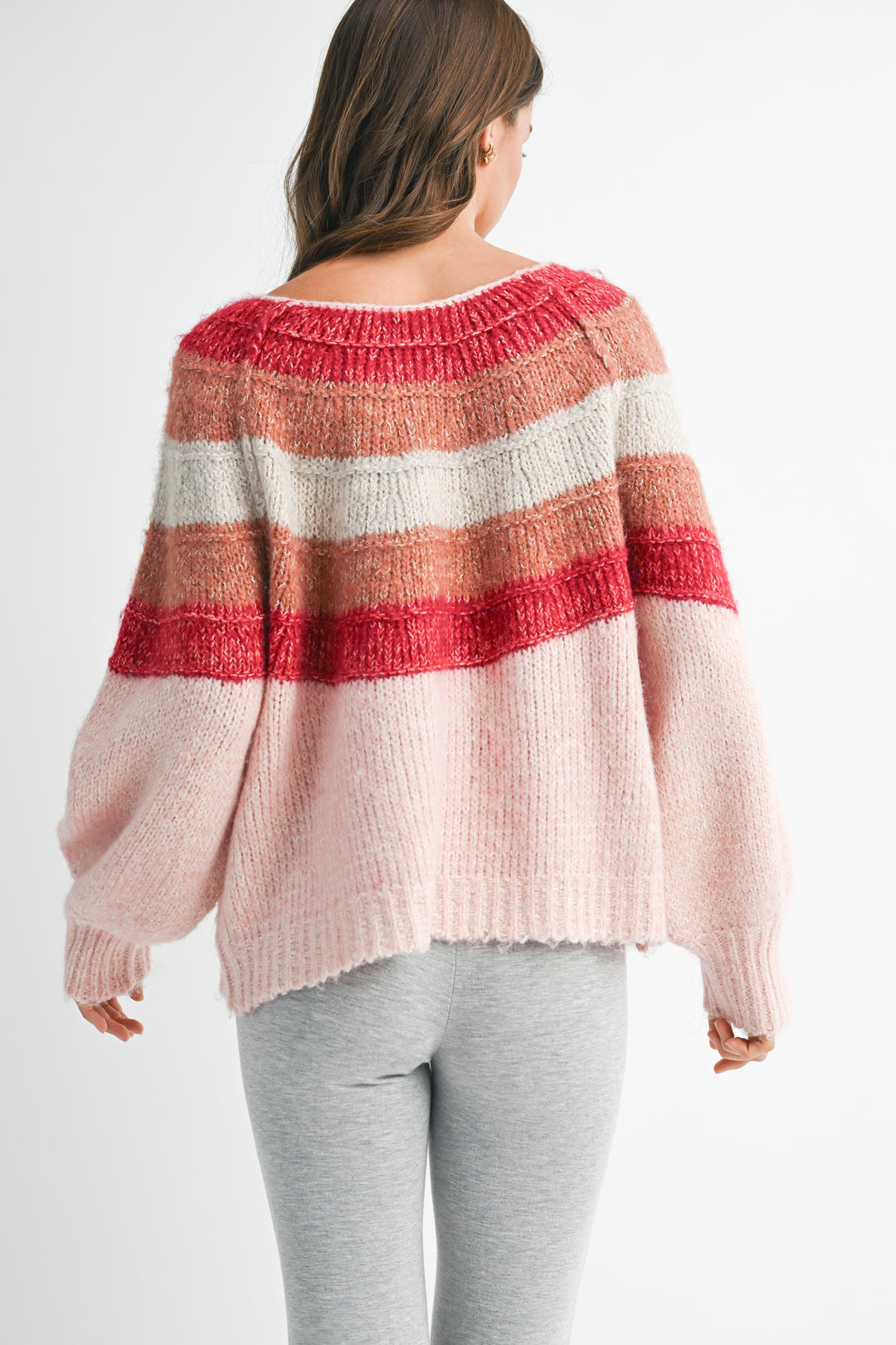 Striped Chunky Knit Pullover Sweater