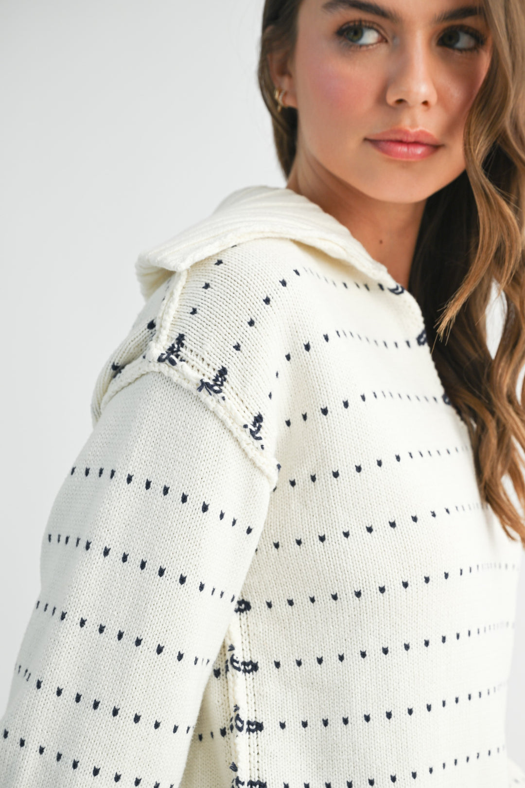 Dot Knit Pullover Sweater