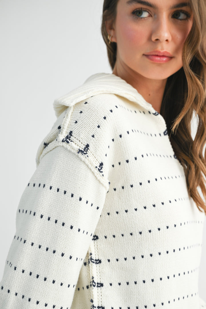 Dot Knit Pullover Sweater