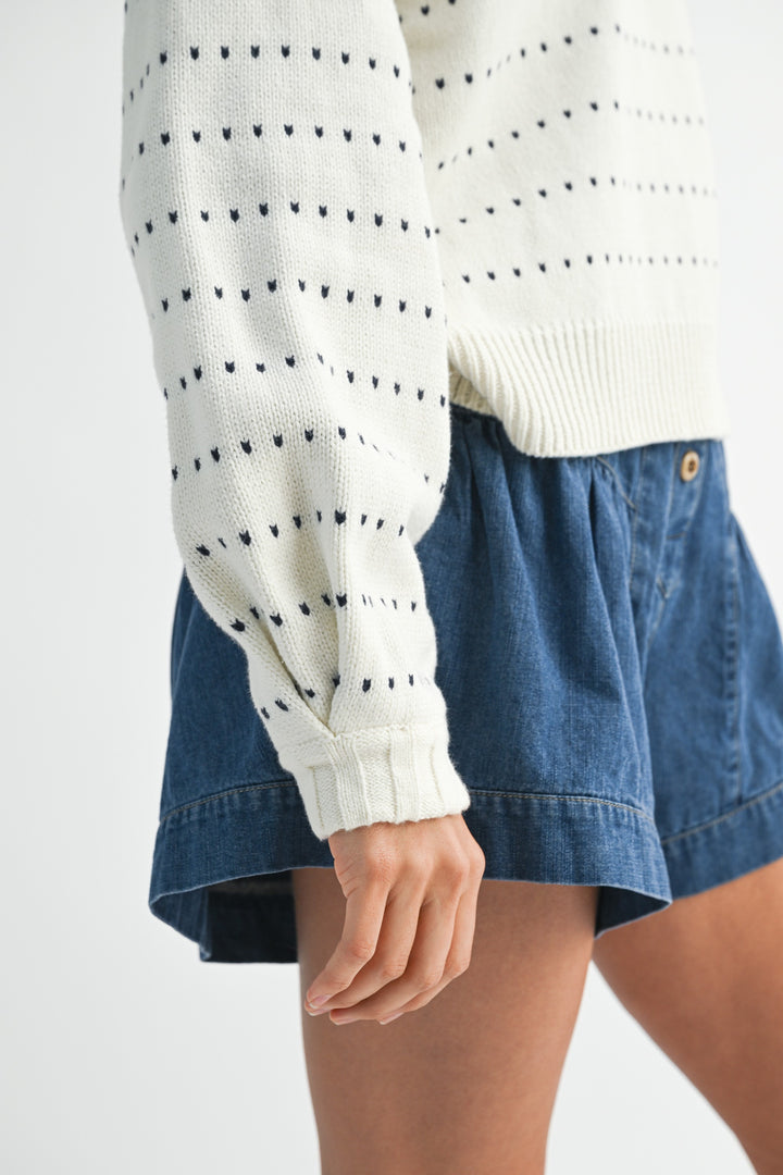 Dot Knit Pullover Sweater