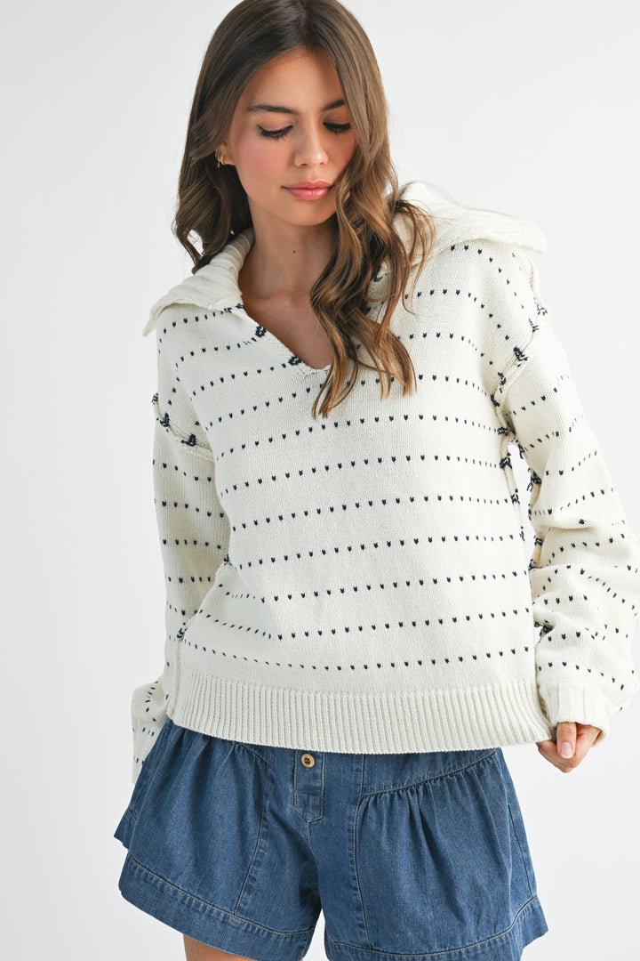 Dot Knit Pullover Sweater