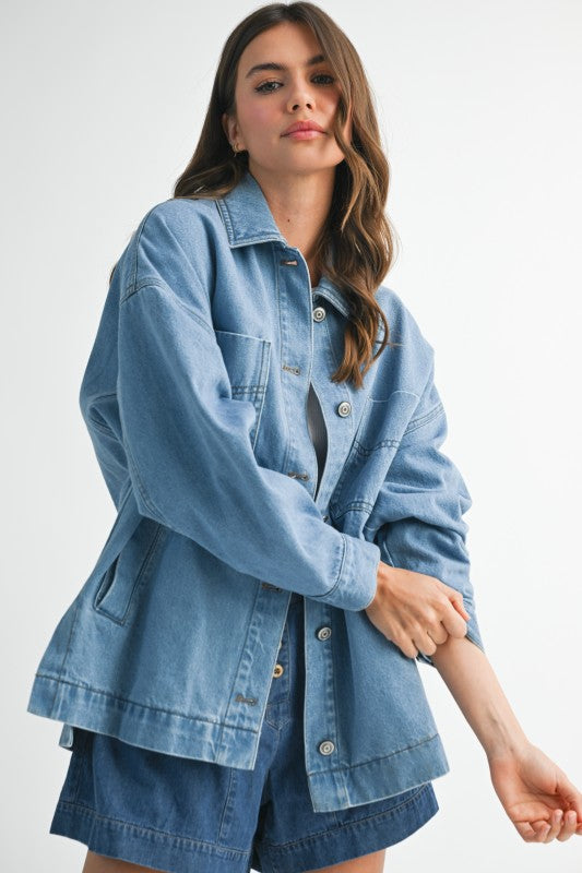 Relaxed Fit Utility Denim Jacket