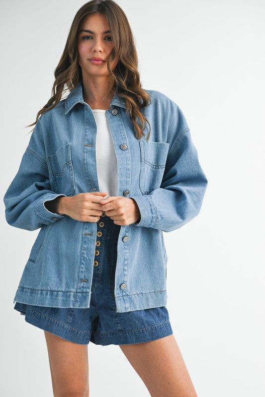 Relaxed Fit Utility Denim Jacket