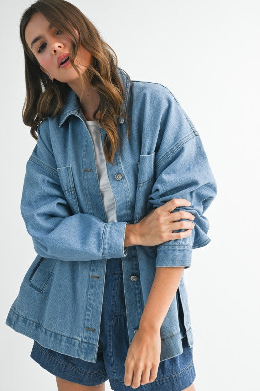 Relaxed Fit Utility Denim Jacket