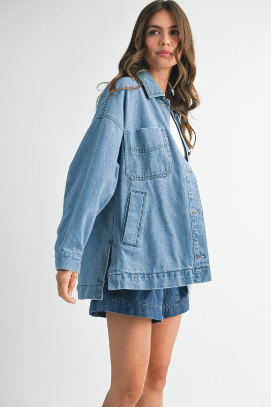 Relaxed Fit Utility Denim Jacket