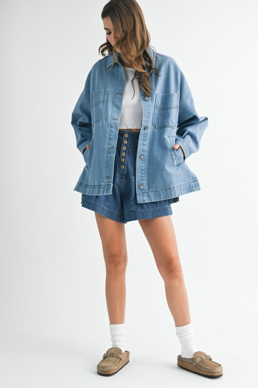 Relaxed Fit Utility Denim Jacket