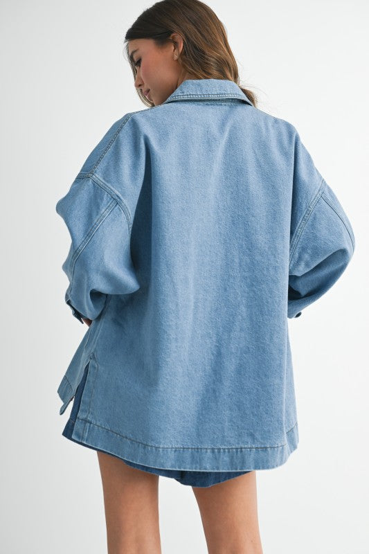 Relaxed Fit Utility Denim Jacket