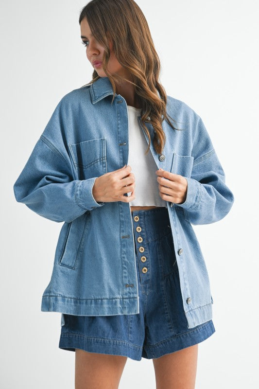 Denim Relaxed Fit Utility Denim Jacket
