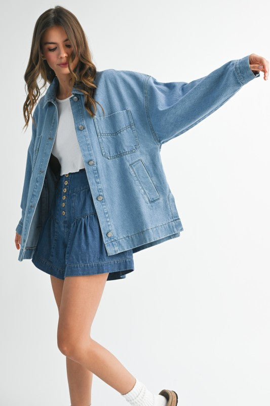 Relaxed Fit Utility Denim Jacket