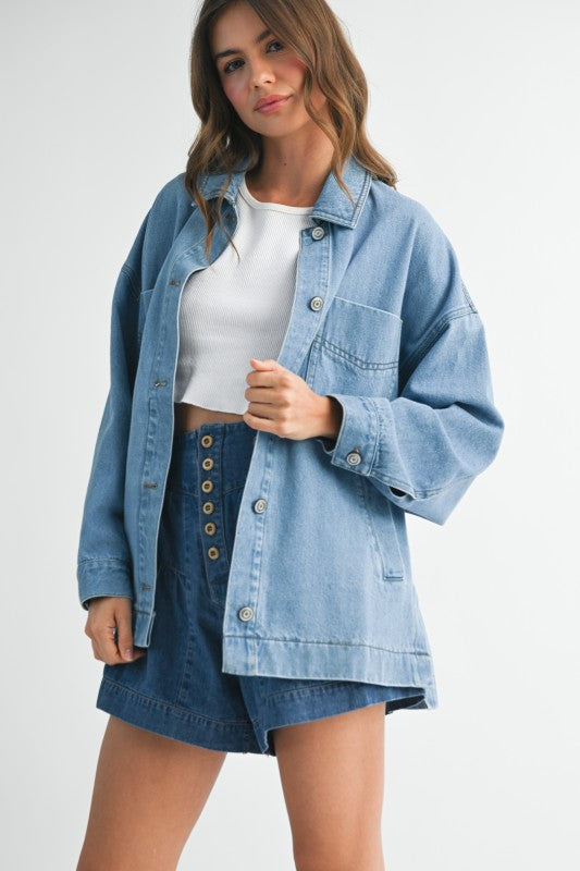 Relaxed Fit Utility Denim Jacket