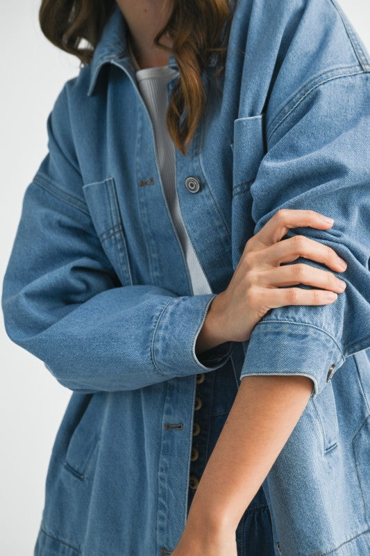 Relaxed Fit Utility Denim Jacket