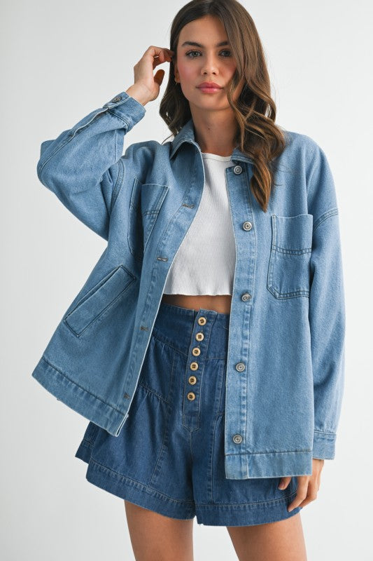 Relaxed Fit Utility Denim Jacket