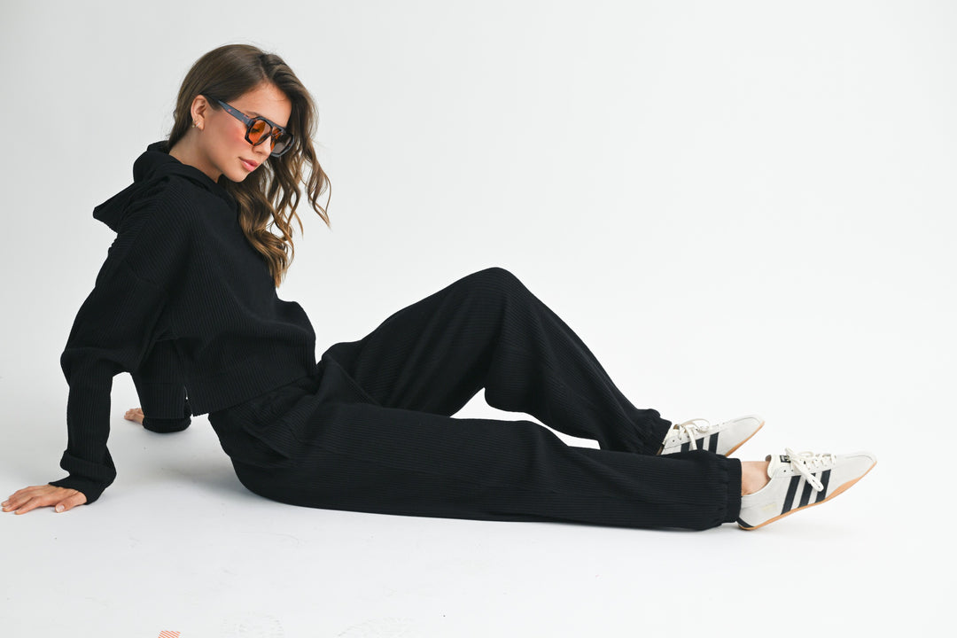 Drawstring Ribbed Lounge Pants