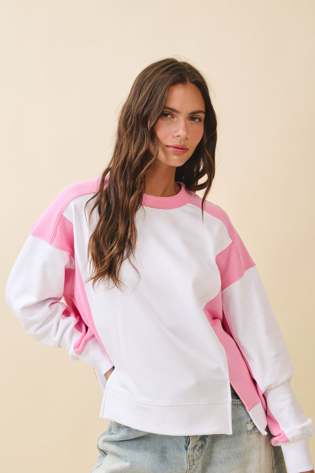Colorblock Terry Pullover Sweatshirt