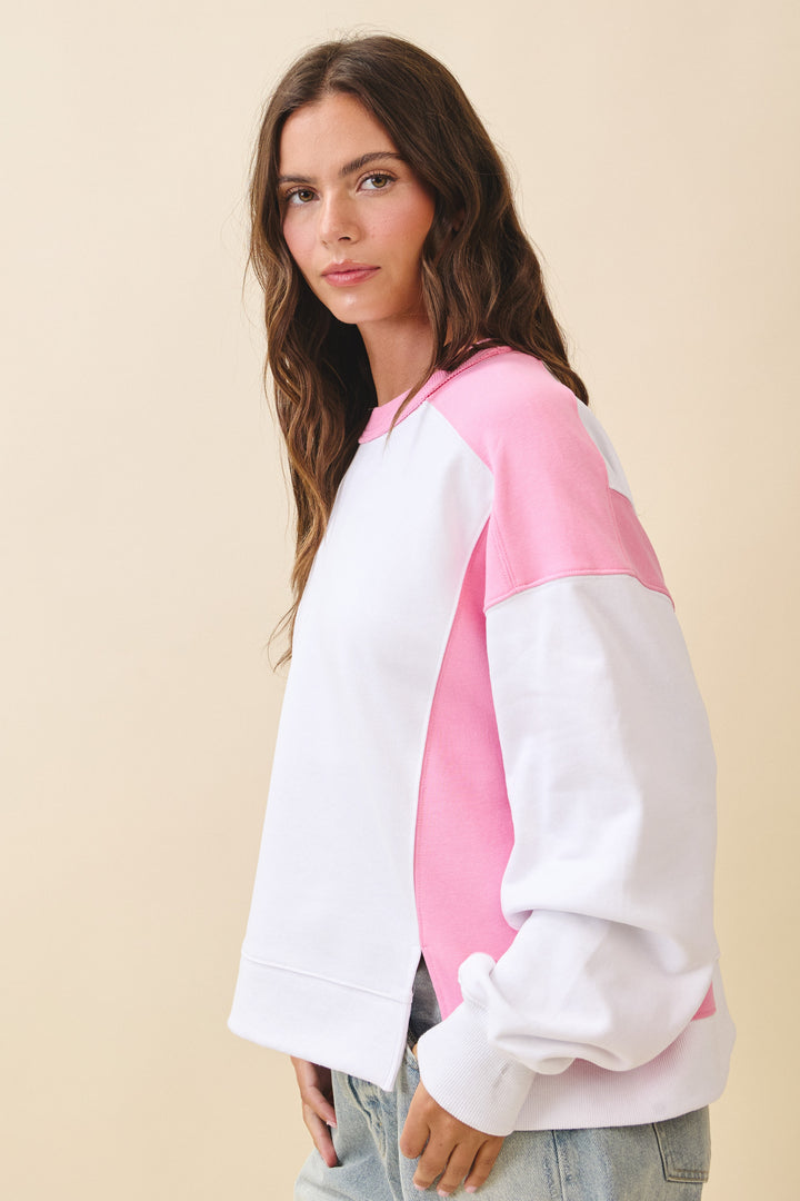 Colorblock Terry Pullover Sweatshirt