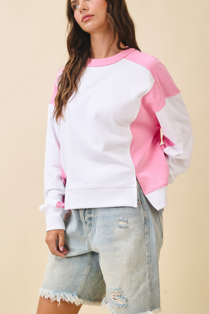 Colorblock Terry Pullover Sweatshirt